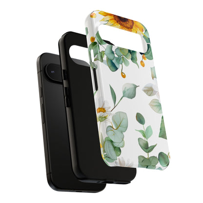 Sunflower & Eucalyptus Tough Phone Case — Protective Floral iPhone Case