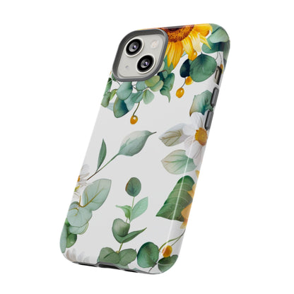 Sunflower & Eucalyptus Tough Phone Case — Protective Floral iPhone Case
