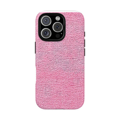 Pink Textured Tough Magnetic Phone Case — Durable Magnetic Snap-On iPhone Cover
