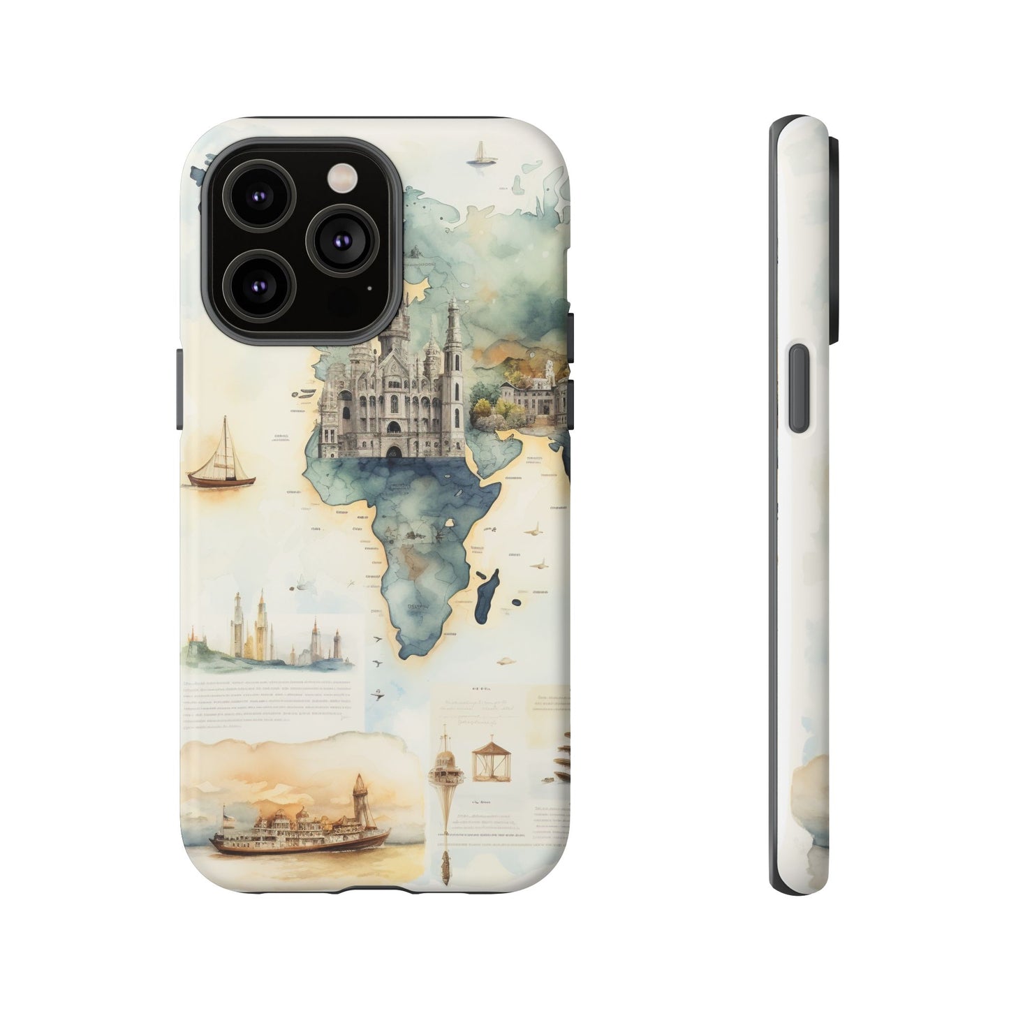 Hard Phone Case — Watercolor Fantasy Map Castle Design