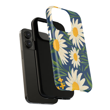 Daisy Floral IPhone Case-Tough Magnetic Cover ,Glossy Finish ,Retro Botanical Flower  Design.