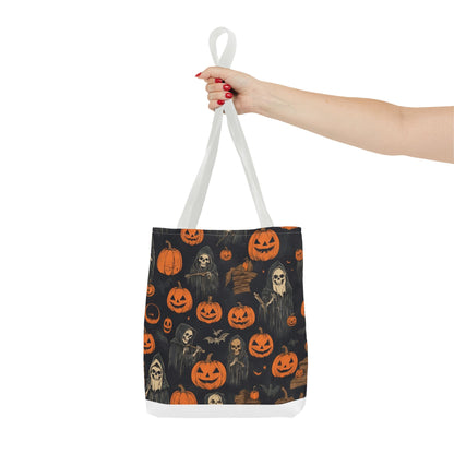 Halloween Pumpkin Tote Bag, Spooky Seasonal Eco-Friendly Bag, Trick or Treat Tote, Fall Accessory, Gifting for Halloween Lovers