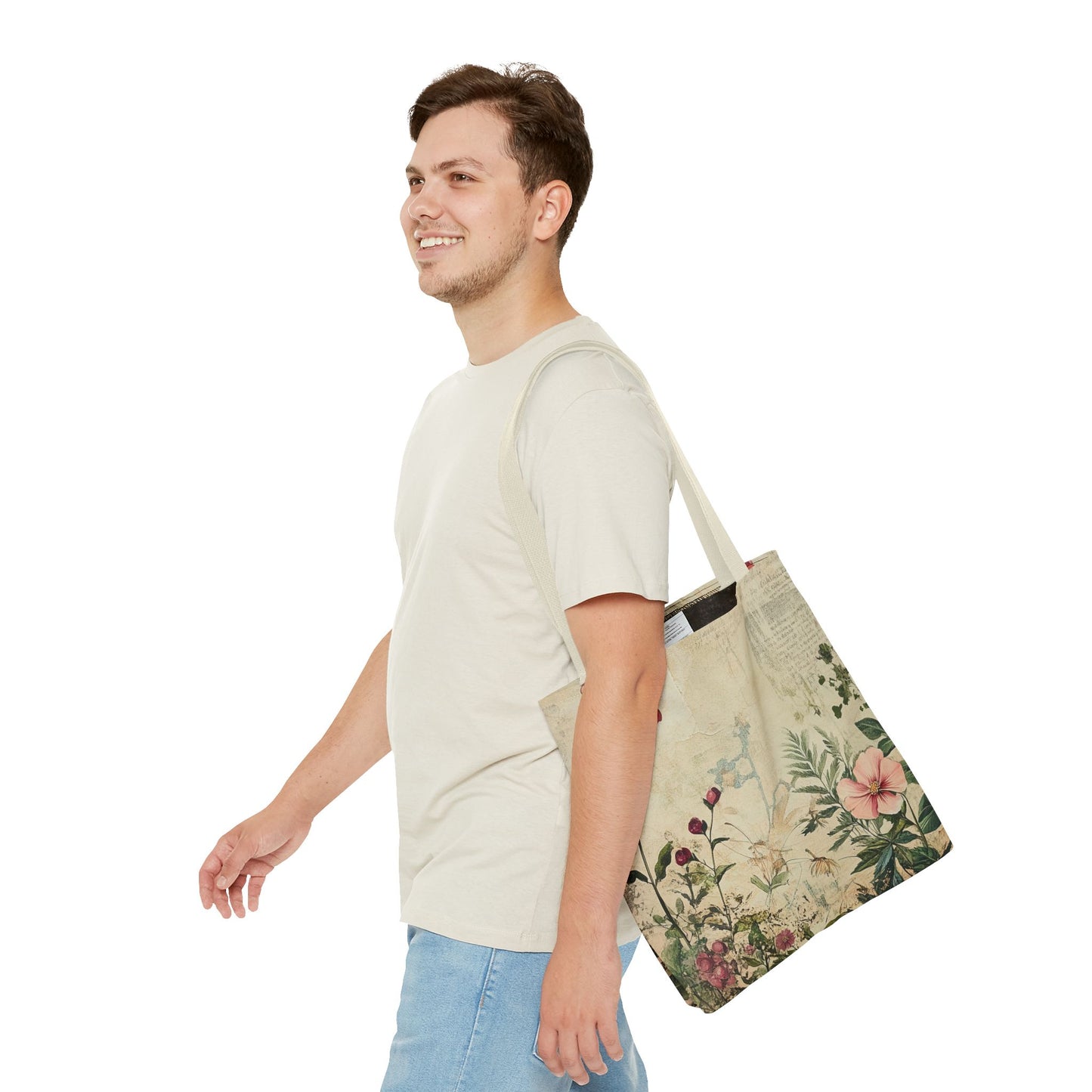 Vintage Floral Tote Bag — Botanical Garden Print AOP