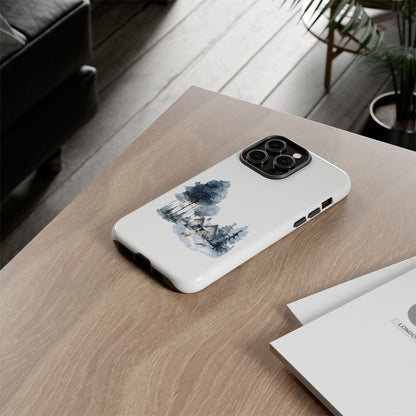 Nature-Inspired Tough Phone Case with Winter Cabin Design