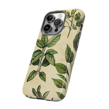 Botanical Leaves Tough Phone Case — Vintage Green Plant Print