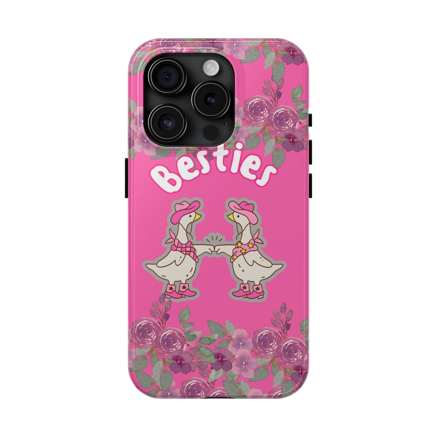 Colorful Floral Besties Phone Case, Tough Mobile Cover for Best Friends, Cute Gift for Friendship Day, Unique Cell Phone Protection