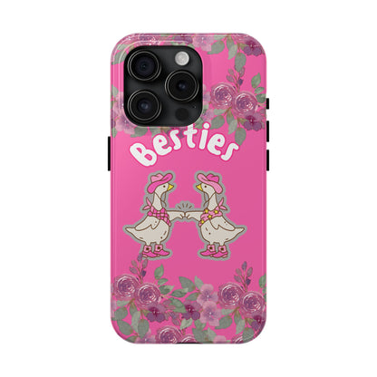 Colorful Floral Besties Phone Case, Tough Mobile Cover for Best Friends, Cute Gift for Friendship Day, Unique Cell Phone Protection