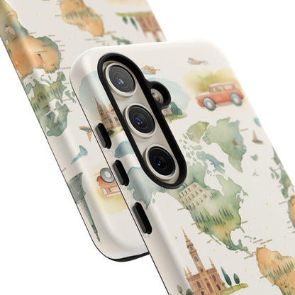 Hard Phone Case — Watercolor Fantasy Map Castle Design
