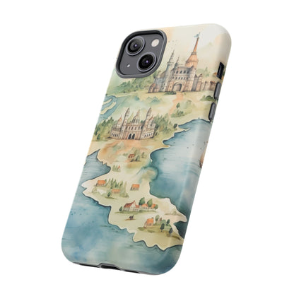 Hard Phone Case — Watercolor Fantasy Map Castle Design