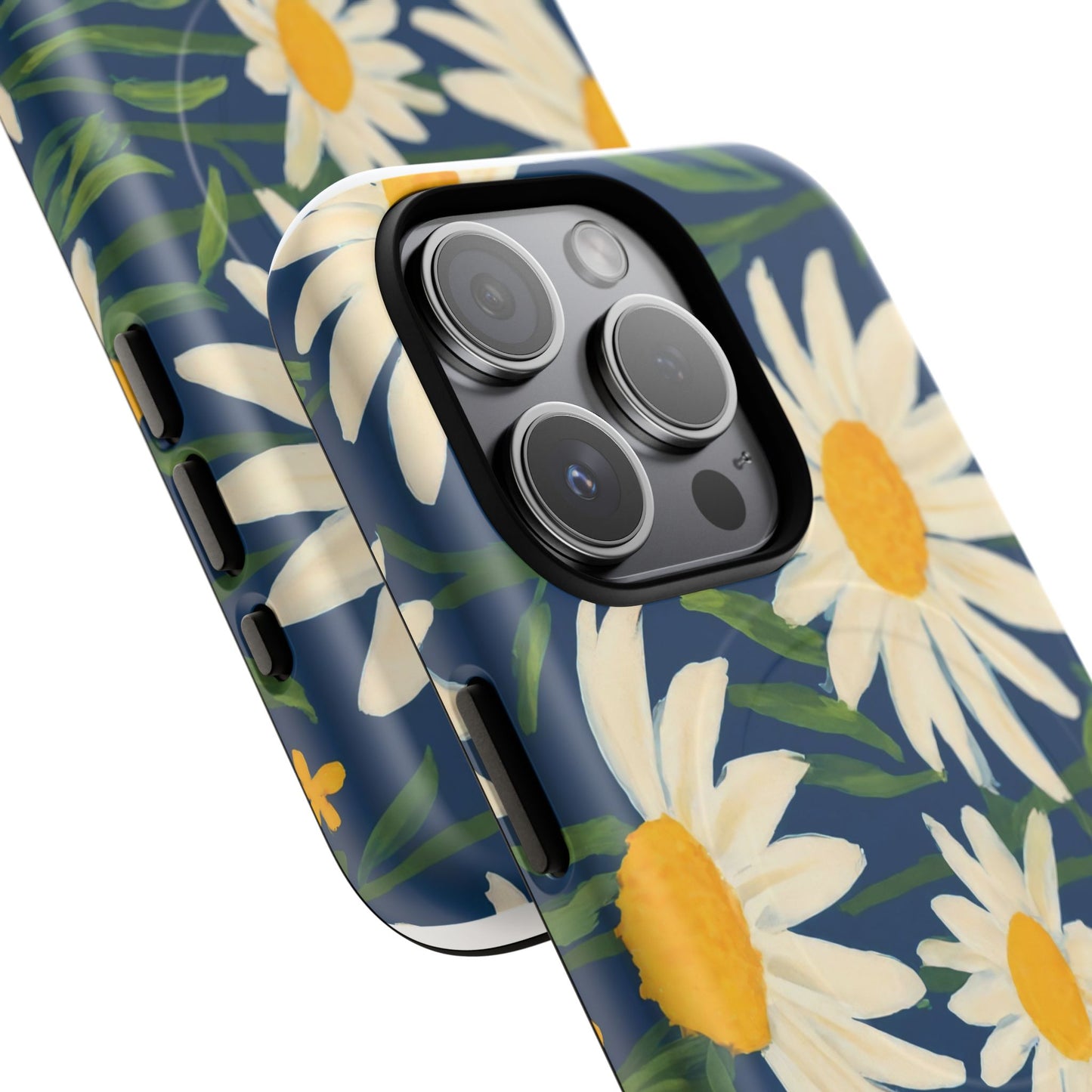 Daisy Floral IPhone Case-Tough Magnetic Cover ,Glossy Finish ,Retro Botanical Flower  Design.