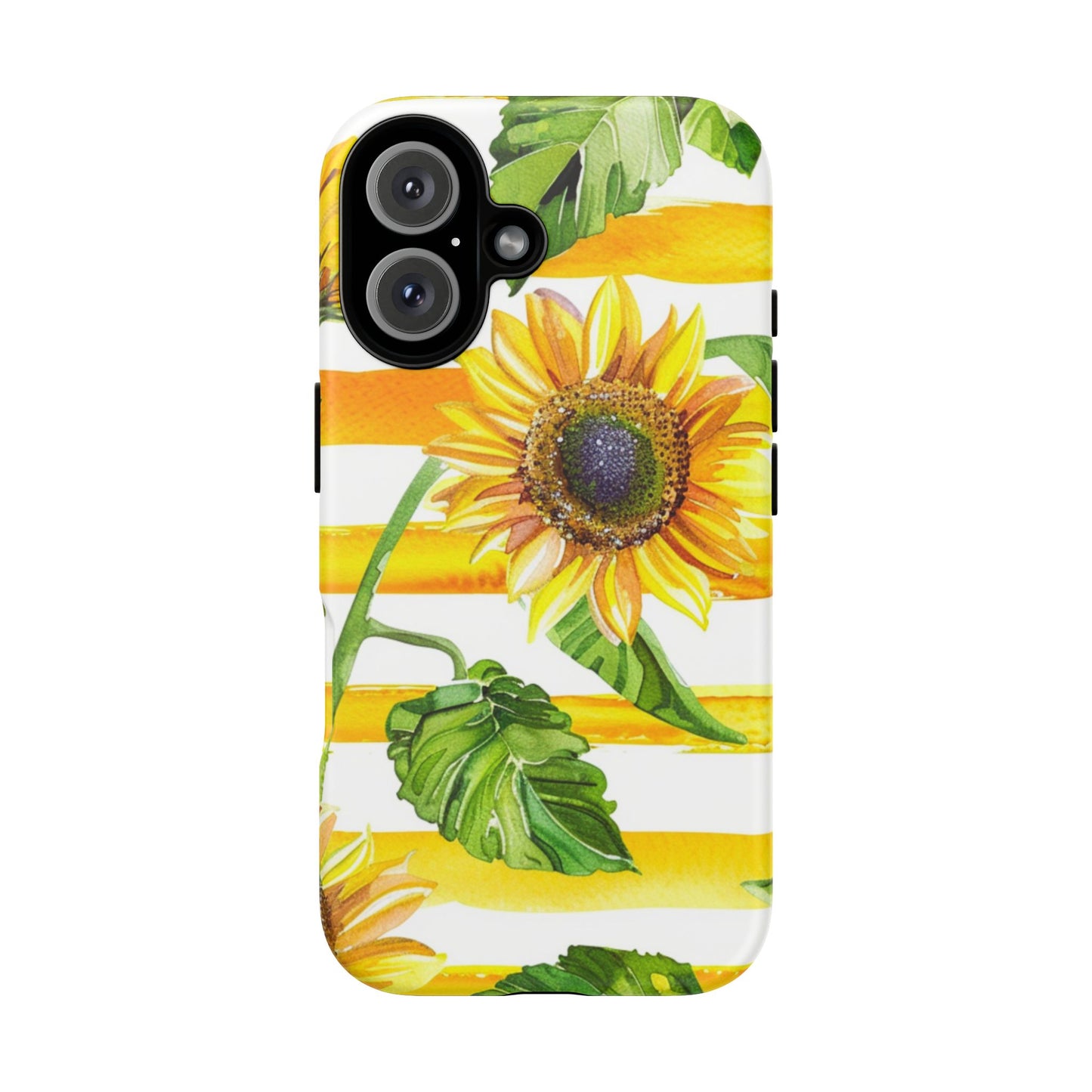 Sunflower Stripes Phone Case - Bright Floral Tough Case