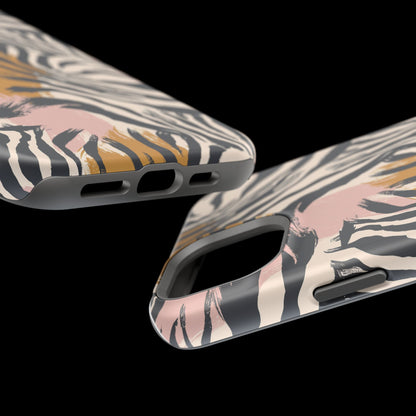 Zebra Brushstroke Magnetic Impact Phone Case,Africa Pattern