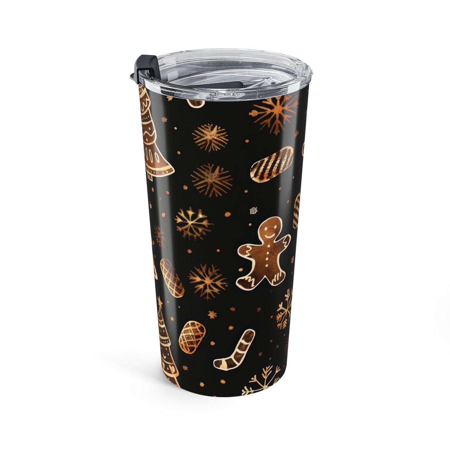 Christmas Holiday Tumbler 20oz – Festive Gingerbread & Tree Design