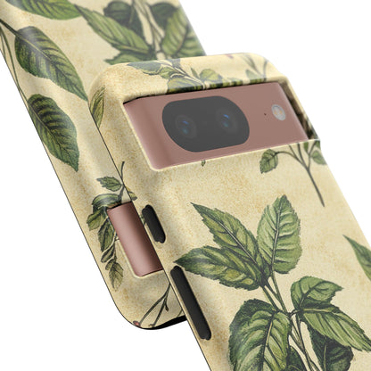 Botanical Leaves Tough Phone Case — Vintage Green Plant Print