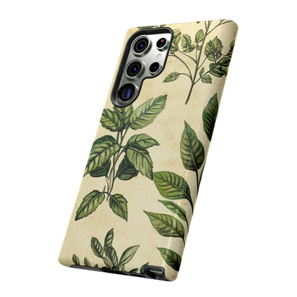 Botanical Leaves Tough Phone Case — Vintage Green Plant Print