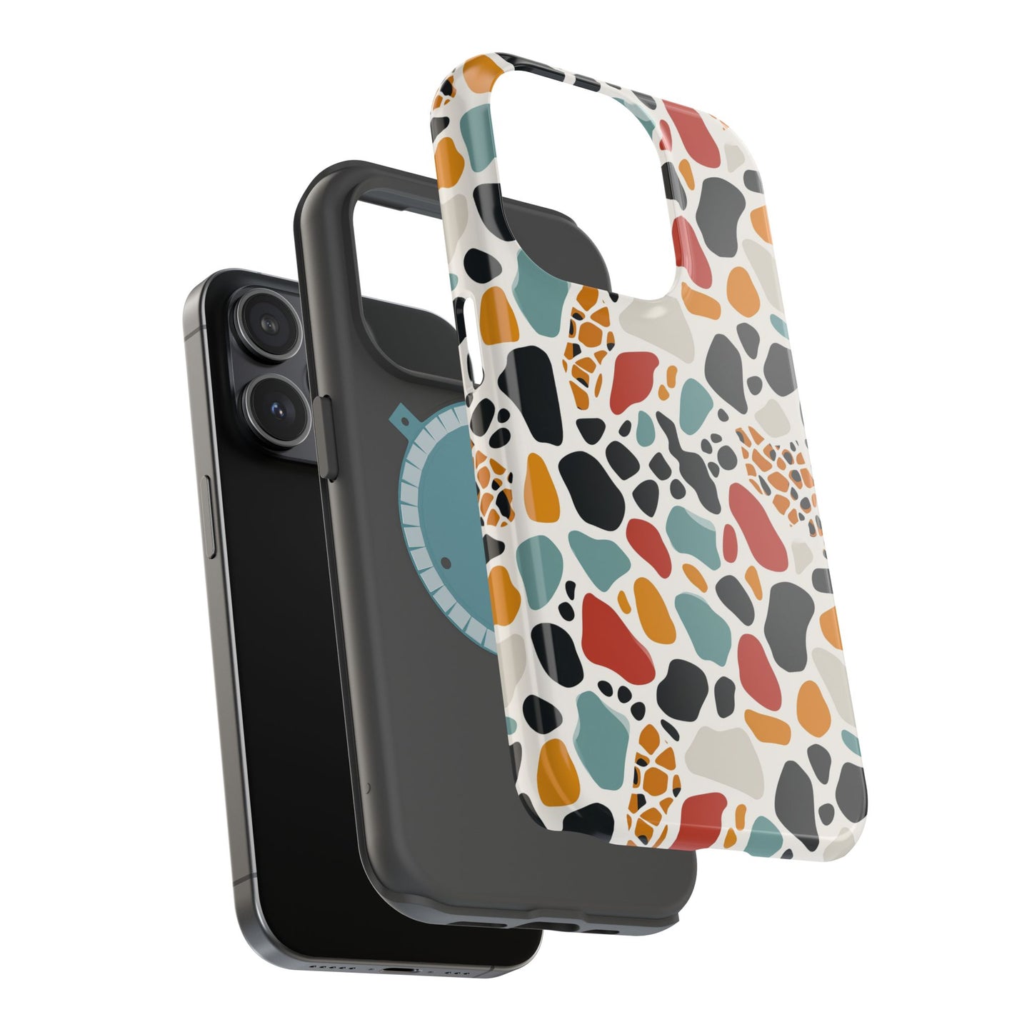 Terrazzo Pattern Magnetic Impact Phone Case — Colorful Retro Pebble Design