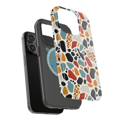 Terrazzo Pattern Magnetic Impact Phone Case — Colorful Retro Pebble Design