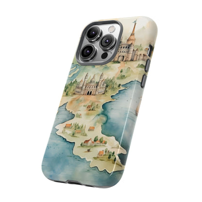 Hard Phone Case — Watercolor Fantasy Map Castle Design