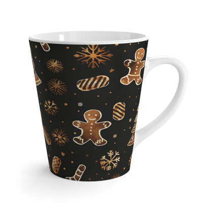 Christmas Gingerbread Latte Mug Black and Gold Color Patterns, a Perfect Gift For love ones .