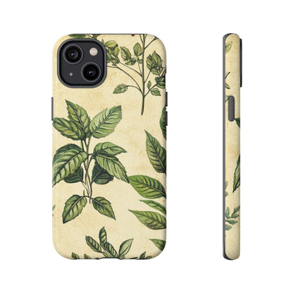 Botanical Leaves Tough Phone Case — Vintage Green Plant Print