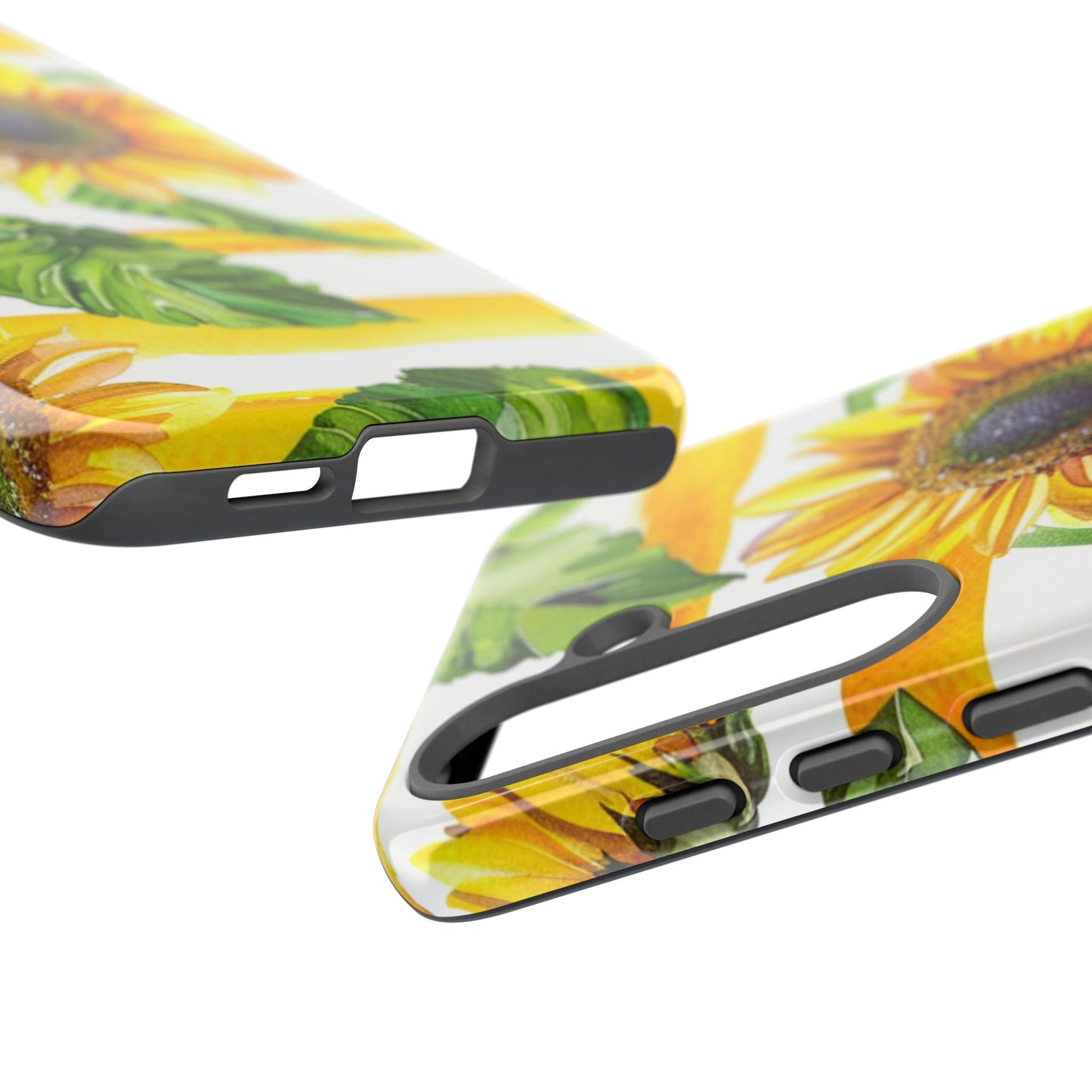 Sunflower Stripes Phone Case - Bright Floral Tough Case