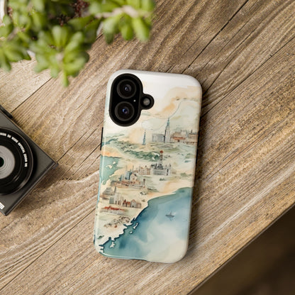Hard Phone Case — Watercolor Fantasy Map Castle Design
