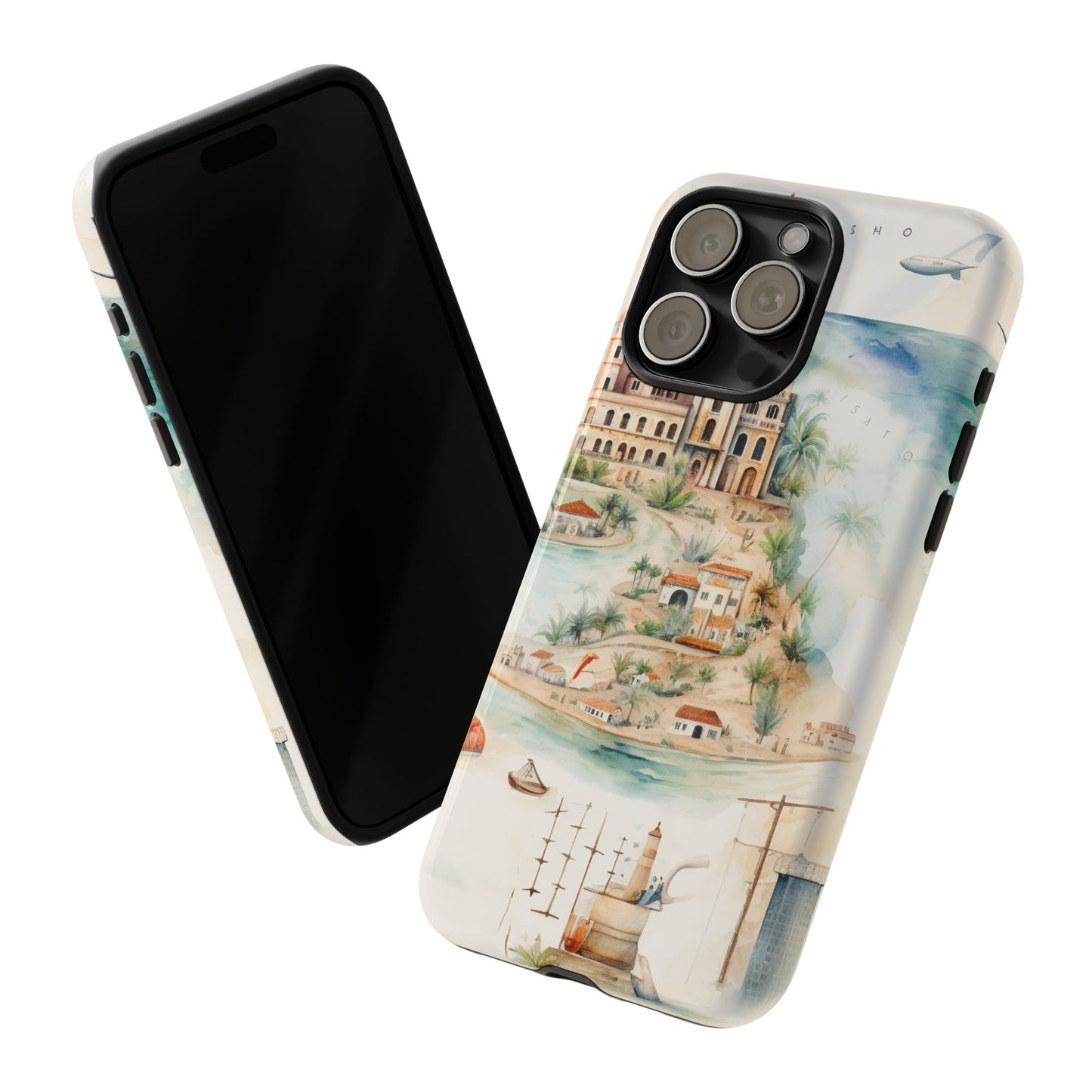Hard Phone Case — Watercolor Fantasy Map Castle Design