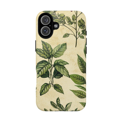 Botanical Leaves Tough Phone Case — Vintage Green Plant Print
