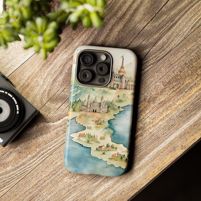 Hard Phone Case — Watercolor Fantasy Map Castle Design