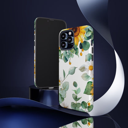 Sunflower & Eucalyptus Tough Phone Case — Protective Floral iPhone Case