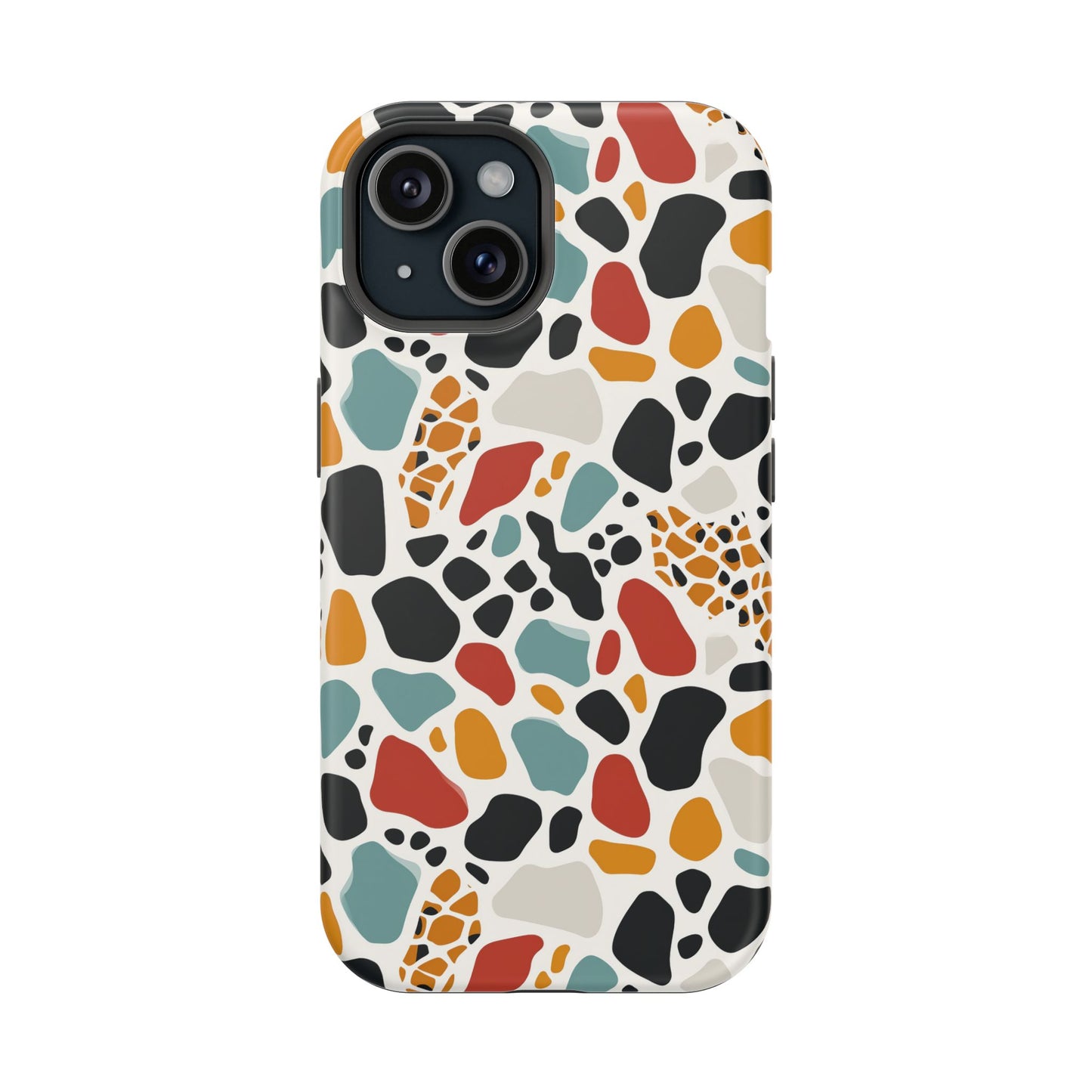Terrazzo Pattern Magnetic Impact Phone Case — Colorful Retro Pebble Design
