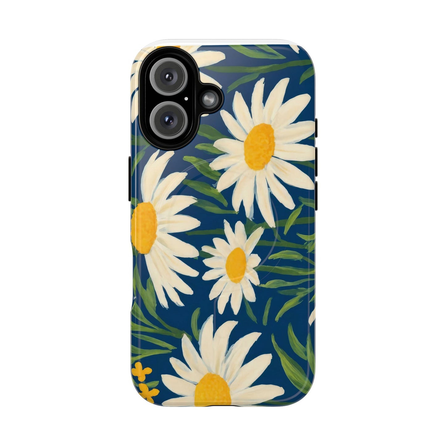 Daisy Floral IPhone Case-Tough Magnetic Cover ,Glossy Finish ,Retro Botanical Flower  Design.