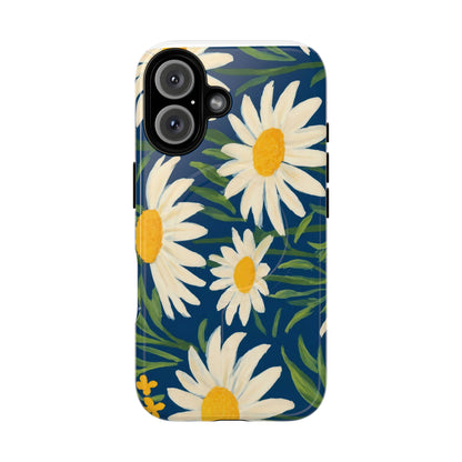 Daisy Floral IPhone Case-Tough Magnetic Cover ,Glossy Finish ,Retro Botanical Flower  Design.