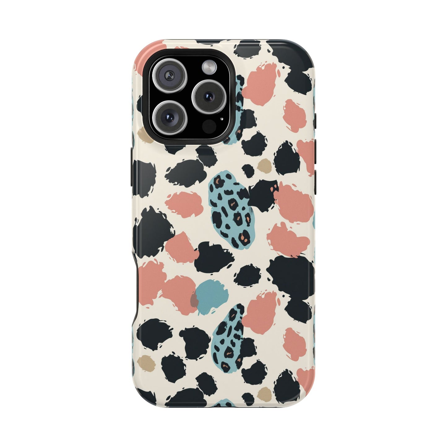 Leopard Splash Magnetic Impact Phone Case — Teal & Coral Animal Print