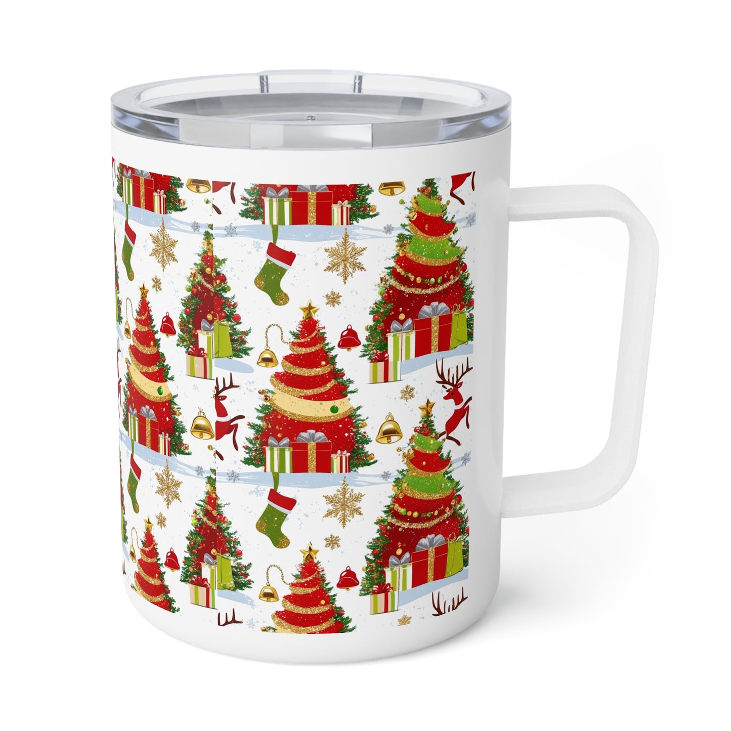 Festive Insulated Coffee Mug, Holiday Coffee Cup, Christmas Gift Mug, Winter Beverage Tumbler, Cute Coffee Drinkware