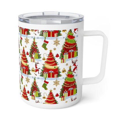 Festive Insulated Coffee Mug, Holiday Coffee Cup, Christmas Gift Mug, Winter Beverage Tumbler, Cute Coffee Drinkware