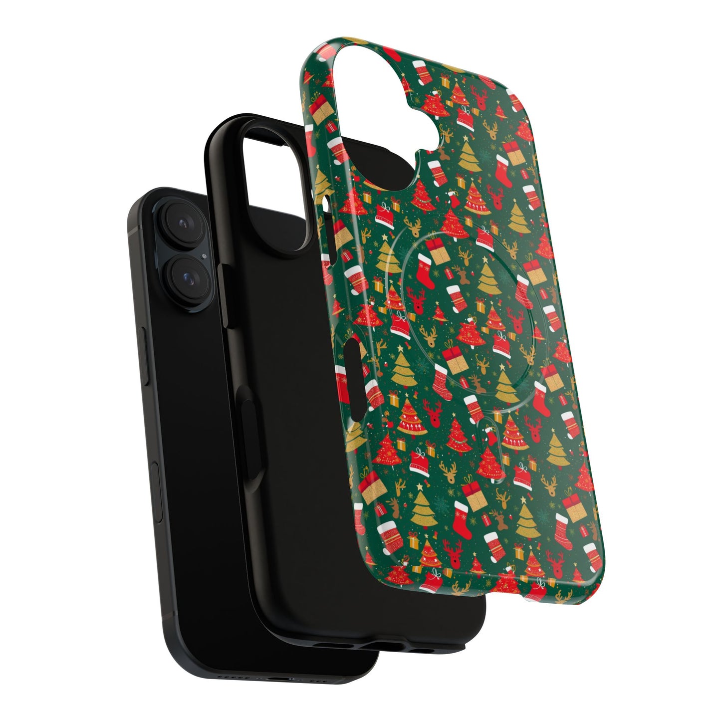 Christmas Tough Magnetic Phone Case | Festive Holiday Accessory | Cute Santa & Tree Design, Gift for Him/Her, Seasonal Tech