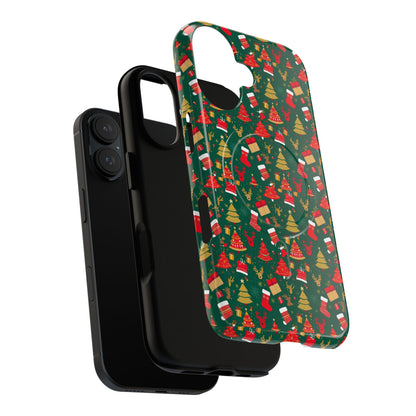 Christmas Tough Magnetic Phone Case | Festive Holiday Accessory | Cute Santa & Tree Design, Gift for Him/Her, Seasonal Tech