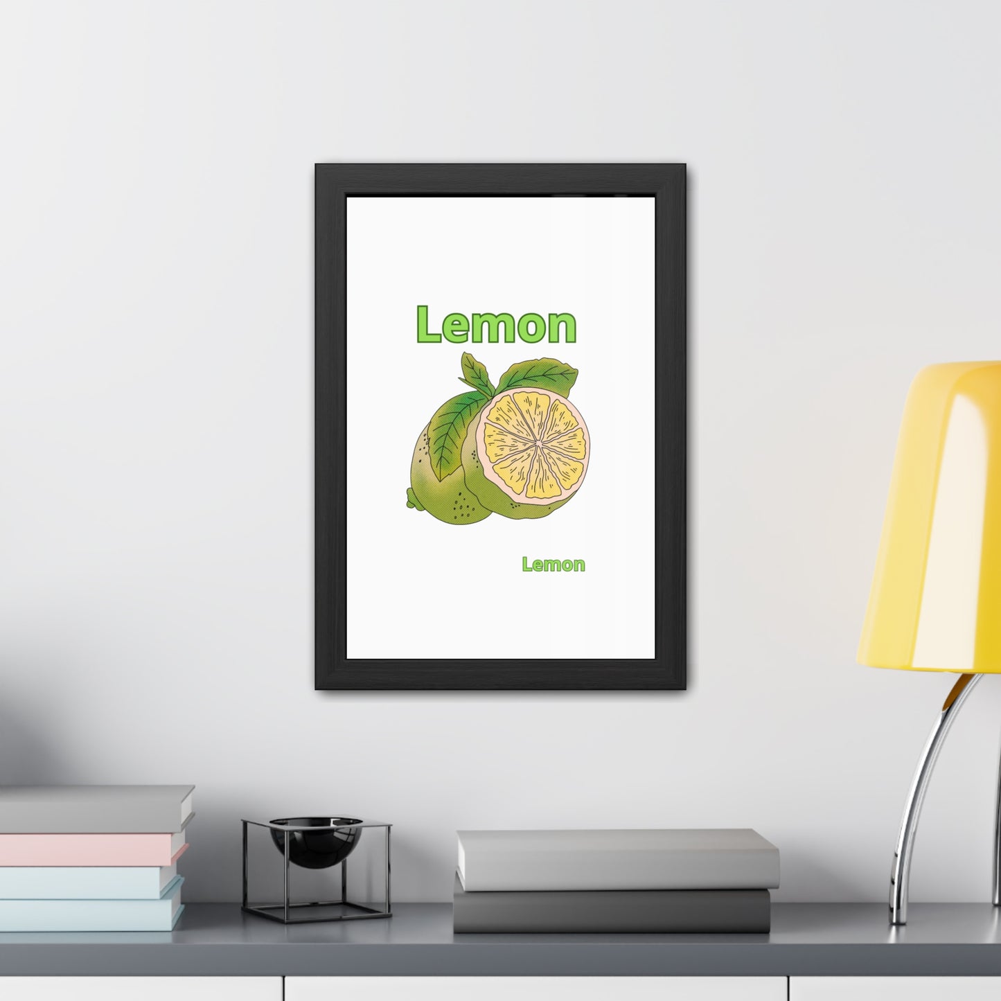 Lemon Framed Poster, Bright Home Decor, Kitchen Art, Gift for Citrus Lovers, Fresh Farmhouse Style
