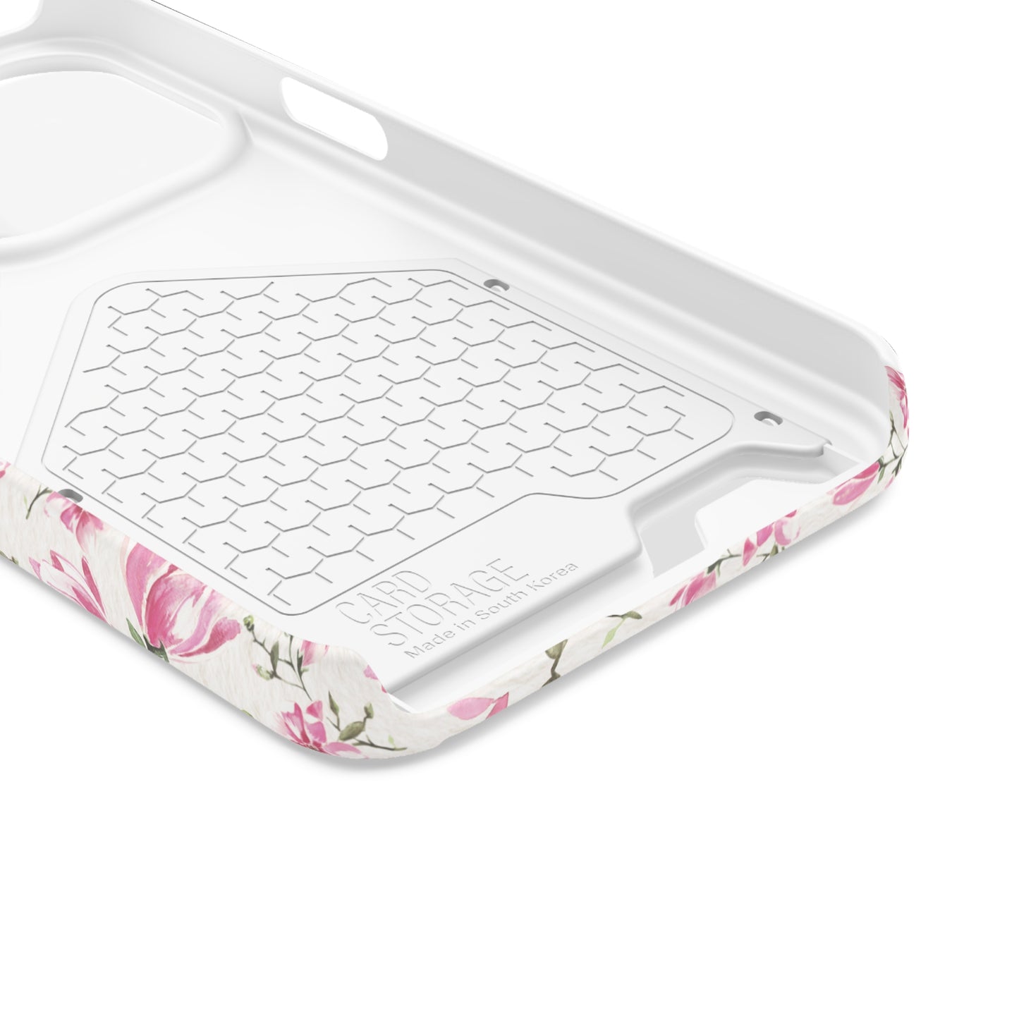 Chic Floral Phone Case with Card Holder for Princesses, Cute Floral Design, Gift for Her