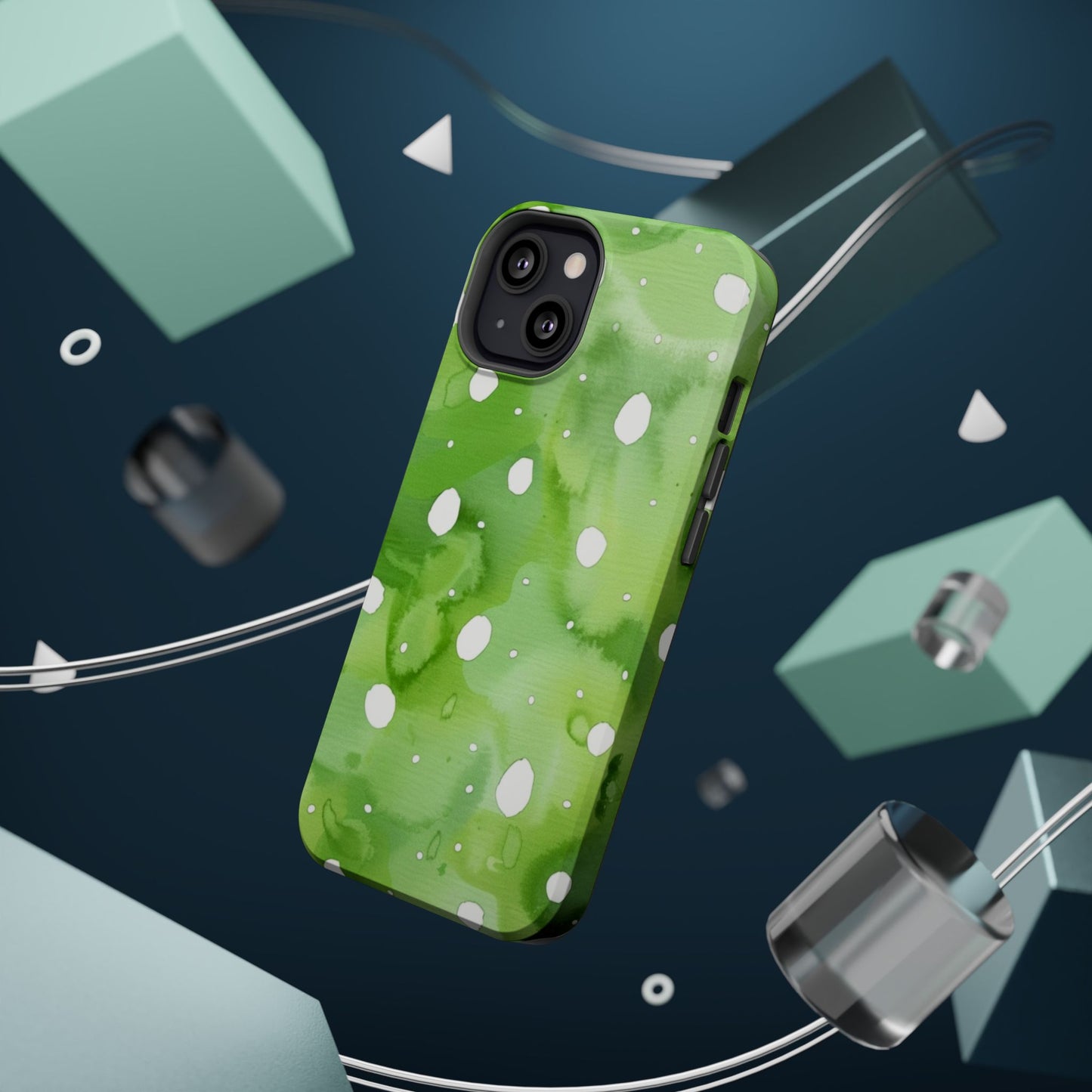 Green Watercolor Polka Dot Magnetic Impact Phone Case