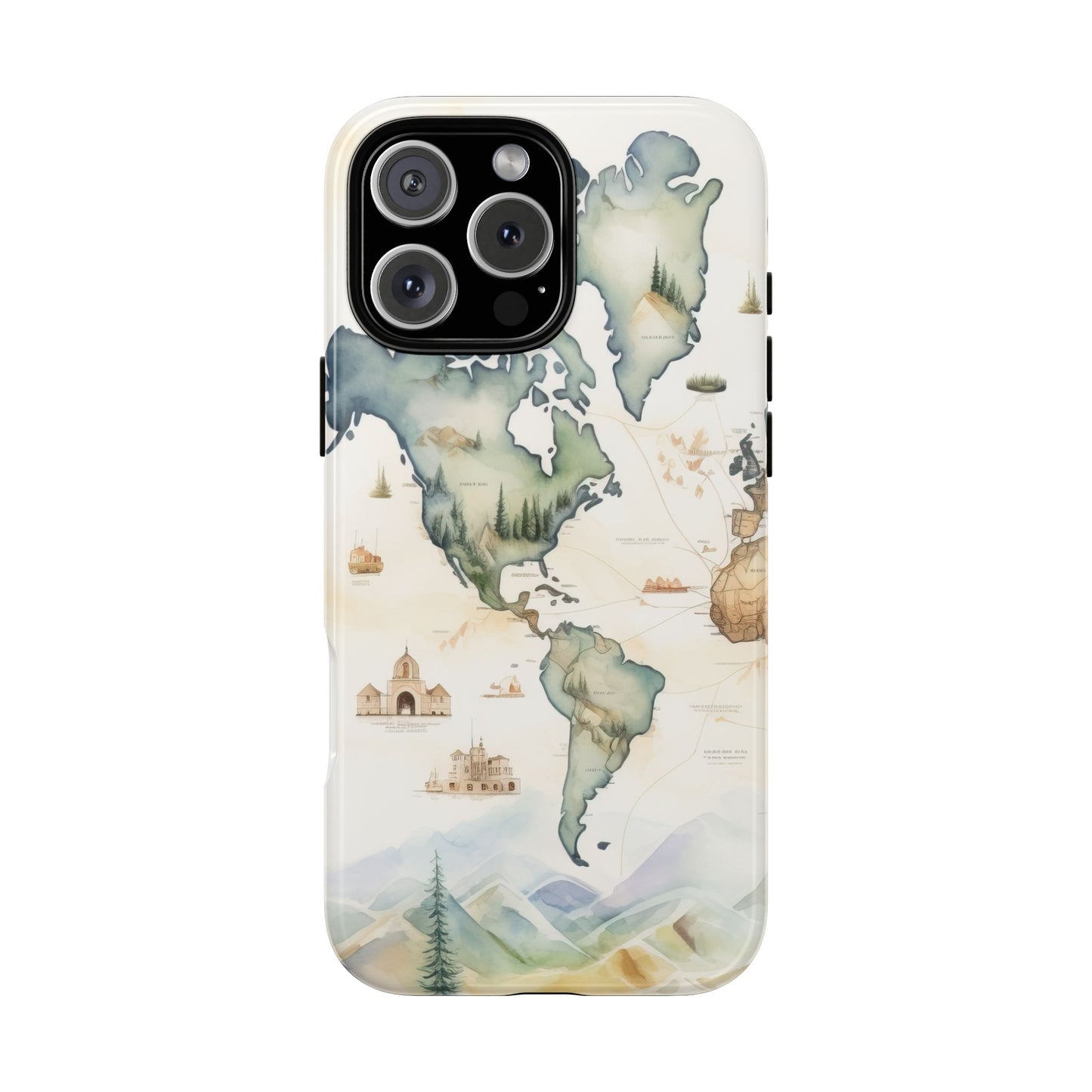 Hard Phone Case — Watercolor Fantasy Map Castle Design