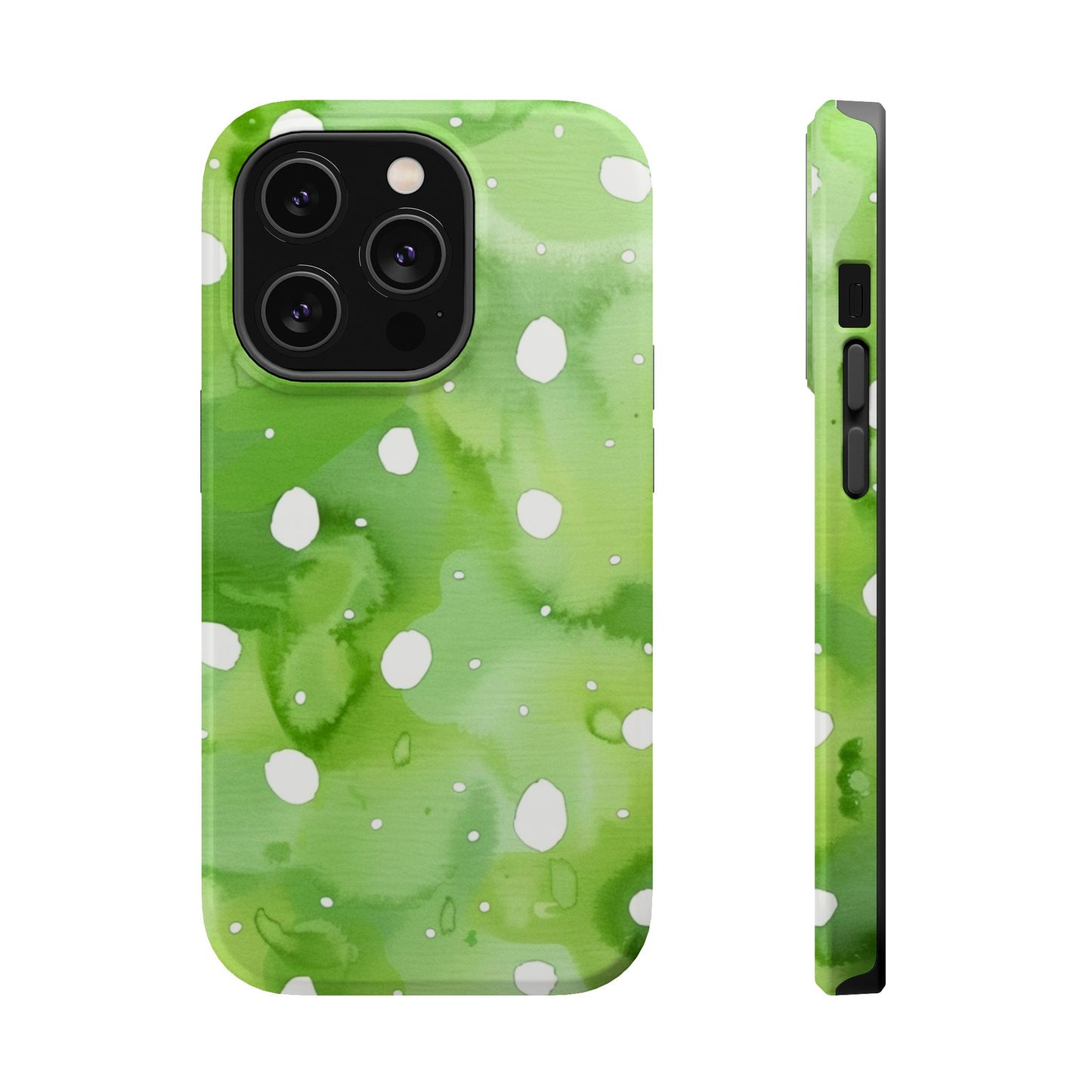 Green Watercolor Polka Dot Magnetic Impact Phone Case