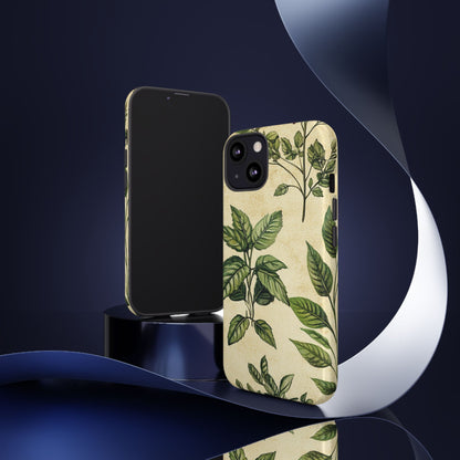 Botanical Leaves Tough Phone Case — Vintage Green Plant Print