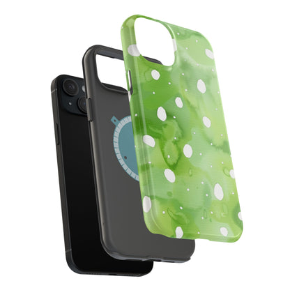Green Watercolor Polka Dot Magnetic Impact Phone Case