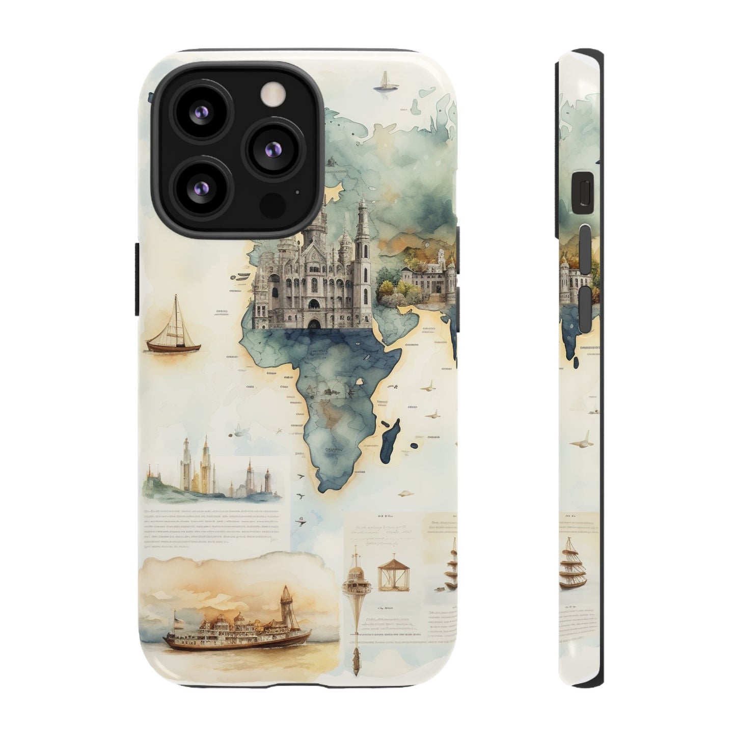 Hard Phone Case — Watercolor Fantasy Map Castle Design