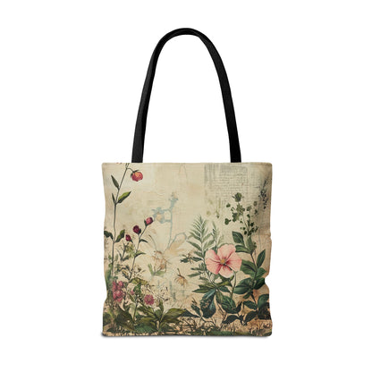 Vintage Floral Tote Bag — Botanical Garden Print AOP
