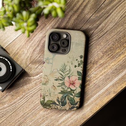 Floral Vintage Tough Case – Botanical Protective Phone Cover,Plants Lovers