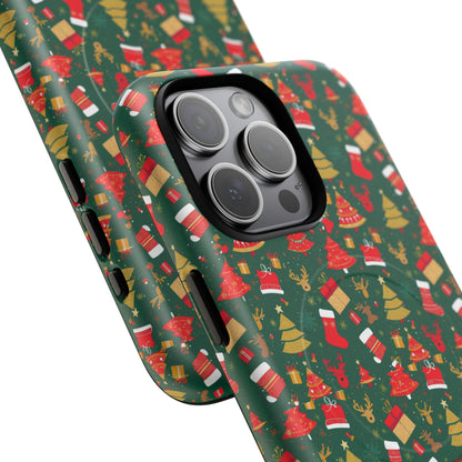 Christmas Tough Magnetic Phone Case | Festive Holiday Accessory | Cute Santa & Tree Design, Gift for Him/Her, Seasonal Tech
