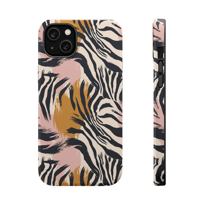 Zebra Brushstroke Magnetic Impact Phone Case,Africa Pattern